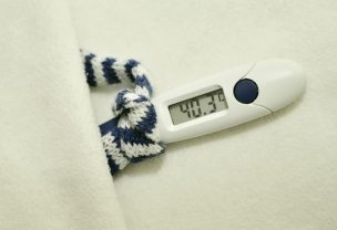 Image of thermometer displaying high temperature